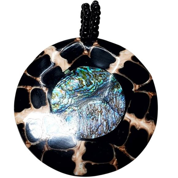 Hand Painted Abalone Shell Large Pendant 2.5" - Picture 1 of 6